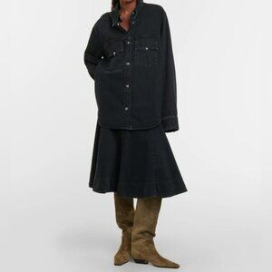 Khaite The Lennox Black Denim Skirt Size 10